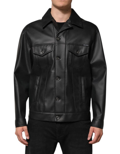 Dolce & Gabbana Black Polyester Button Down Biker Jacket - The Gentlemen's Vault