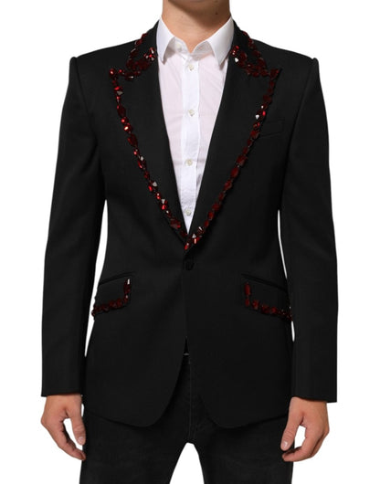 Dolce & Gabbana Black SICILIA Crystal Embellished Men Blazer - The Gentlemen's Vault
