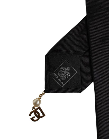 Dolce & Gabbana Black Logo Embellished Adjustable Necktie Tie - The Gentlemen's Vault