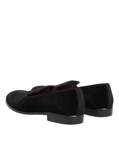 Dolce & Gabbana Black Leather Suede Slip On Loafer Dress Shoes - The Gentlemen's Vault