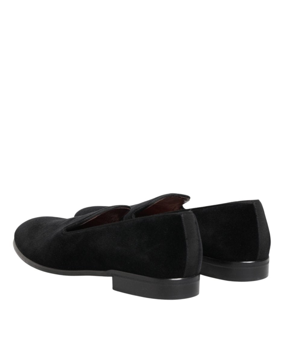 Dolce & Gabbana Black Leather Suede Slip On Loafer Dress Shoes - The Gentlemen's Vault
