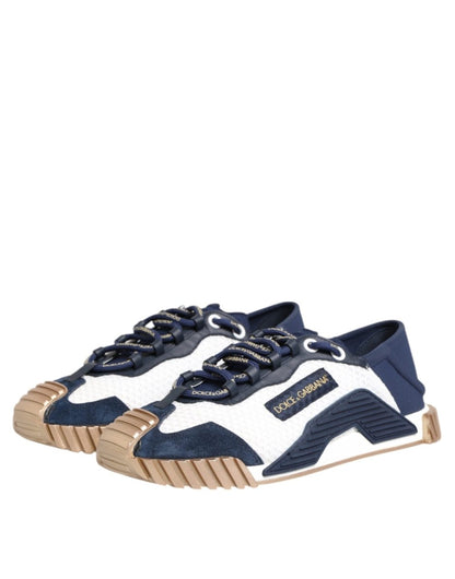 Dolce & Gabbana Blue White Low Top NS1 Men Sneakers Shoes - The Gentlemen's Vault