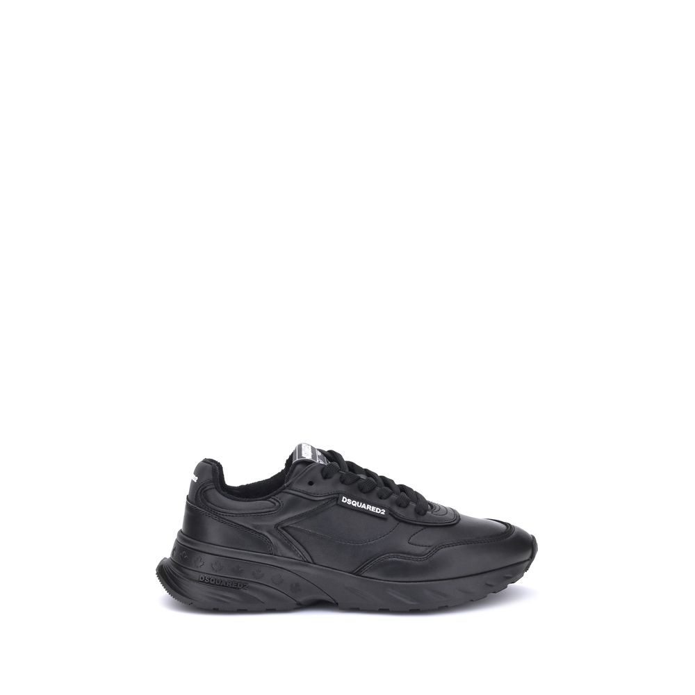 Dsquared² Black Calf Leather Bos Taurus Athletic Sneakers - The Gentlemen's Vault