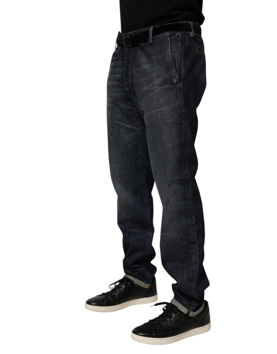 Brian Dales Dark Blue Washed Skinny Men Denim Trouser Jeans - The Gentlemen's Vault