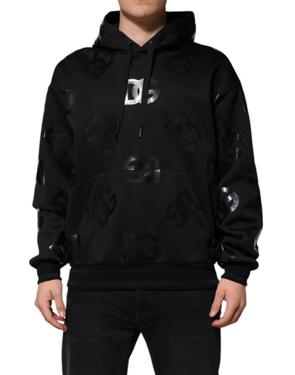 Dolce & Gabbana Black DG Logo Hoodie Metallic Print Sweater - The Gentlemen's Vault