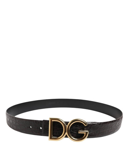 Dolce & Gabbana Black Exotic Leather DG Logo Buckle Belt - The Gentlemen's Vault