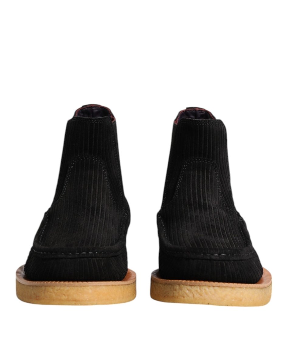 Dolce & Gabbana Black Calf Suede Slip On Ankle Boots Shoes - The Gentlemen's Vault