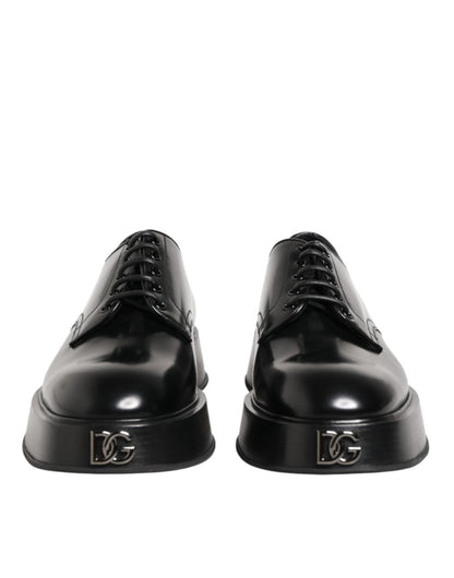 Dolce & Gabbana Black Calfskin Leather Men Derby Dress Shoes - The Gentlemen's Vault