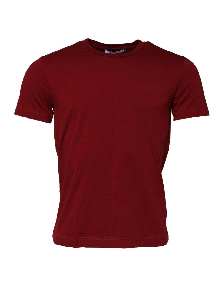 Dolce & Gabbana Maroon Cotton Crew Neck Short Sleeves T-Shirt - The Gentlemen's Vault