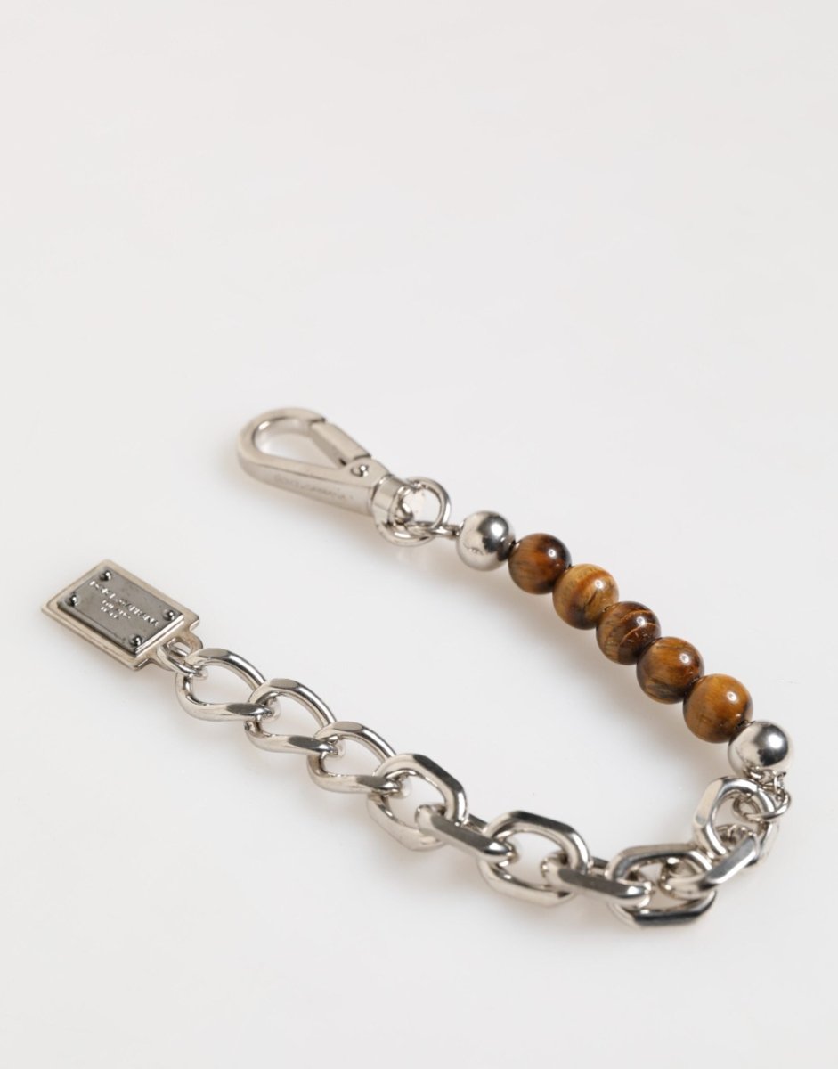 Dolce & Gabbana Silver Chain Brass Beaded Lobster Clasp Logo Men Bracelet - The Gentlemen's Vault