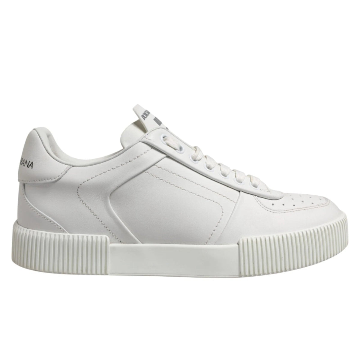 Dolce & Gabbana White Miami Leather Low Top Men Sneakers Shoes - The Gentlemen's Vault