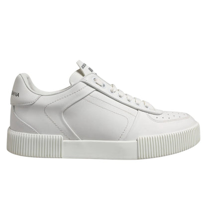 Dolce & Gabbana White Miami Leather Low Top Men Sneakers Shoes - The Gentlemen's Vault