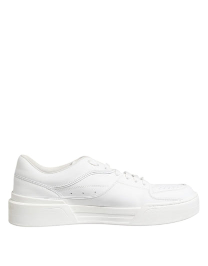 Dolce & Gabbana White Miami Leather Low Top Sneakers Shoes - The Gentlemen's Vault