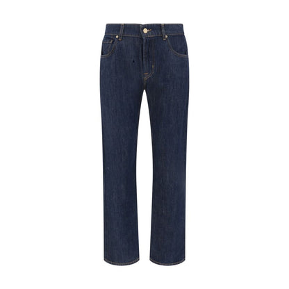 7FOR Blue Cotton Straight - Leg Jeans - The Gentlemen's Vault