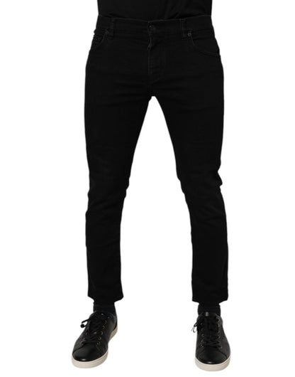 Dolce & Gabbana Black Cotton Stretch Skinny Men Denim Jeans - The Gentlemen's Vault
