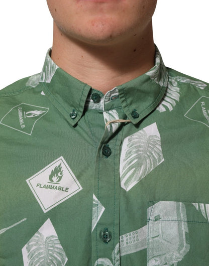 Carhartt Wip Green Printed Cotton Collared Short Sleeves Polo Shirt - The Gentlemen's Vault