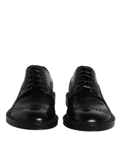 Dolce & Gabbana Black Leather Lace Up Men Derby Formal Shoes - The Gentlemen's Vault