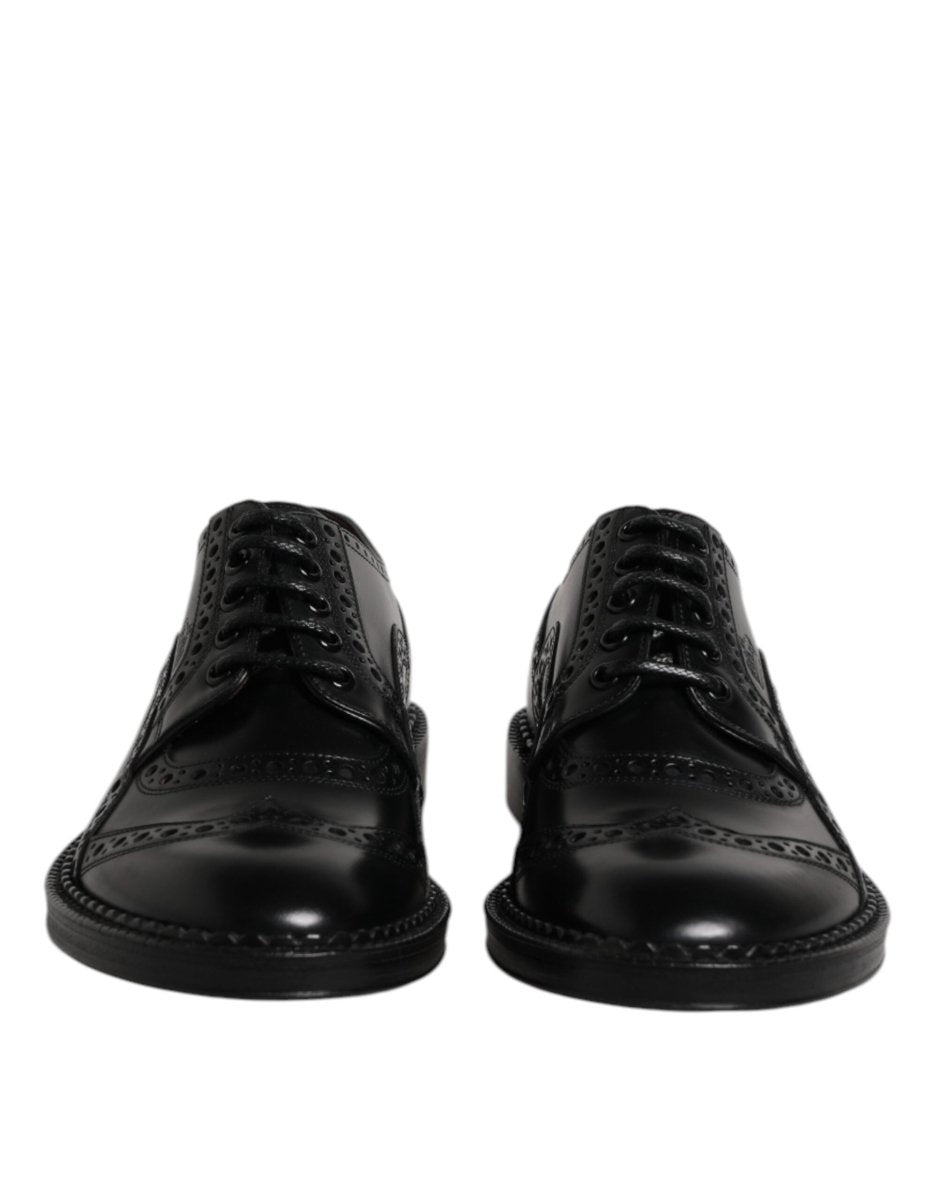 Dolce & Gabbana Black Leather Lace Up Men Derby Formal Shoes - The Gentlemen's Vault