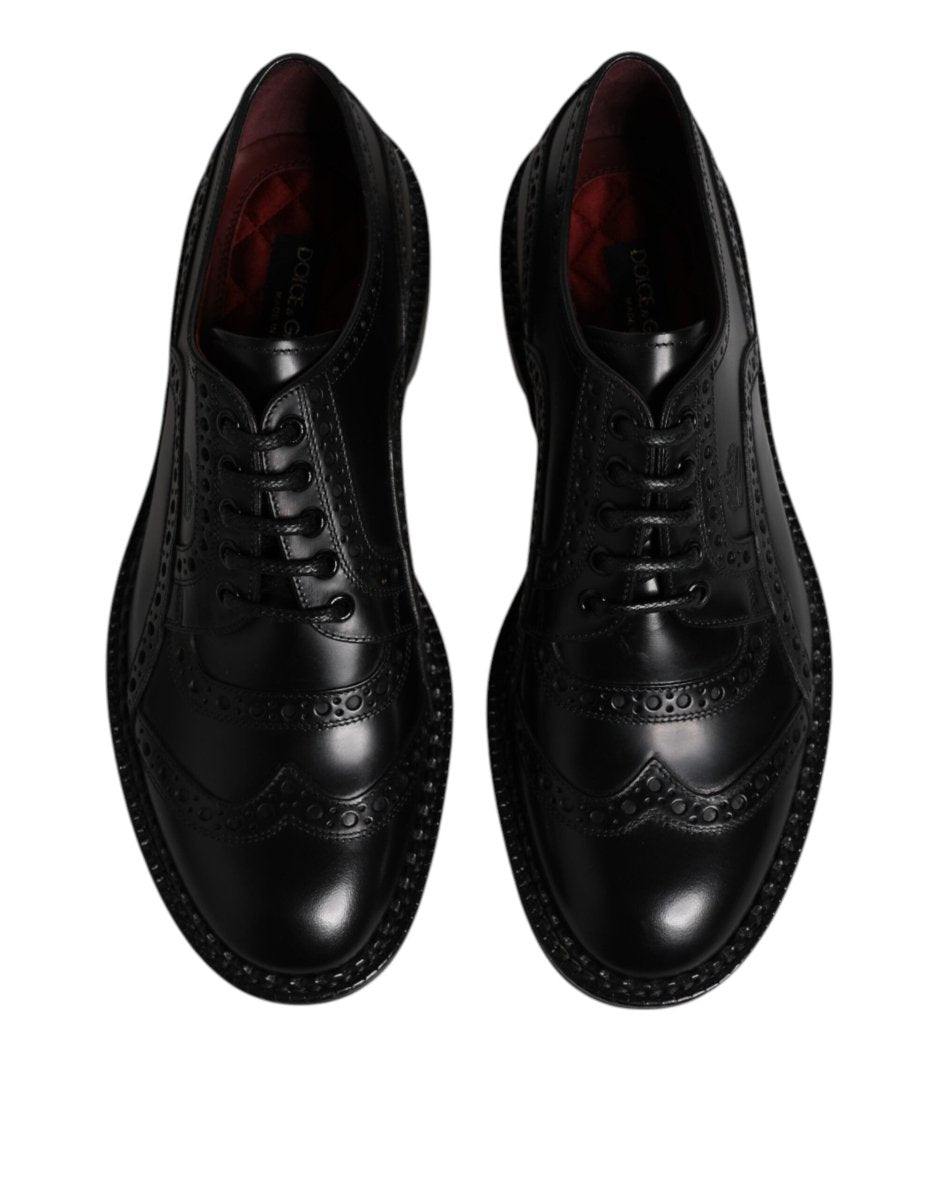 Dolce & Gabbana Black Leather Lace Up Men Derby Formal Shoes - The Gentlemen's Vault
