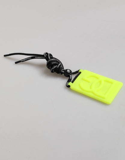 Dolce & Gabbana Yellow Green Rubber DG Embossed Adjustable Badge Holder - The Gentlemen's Vault