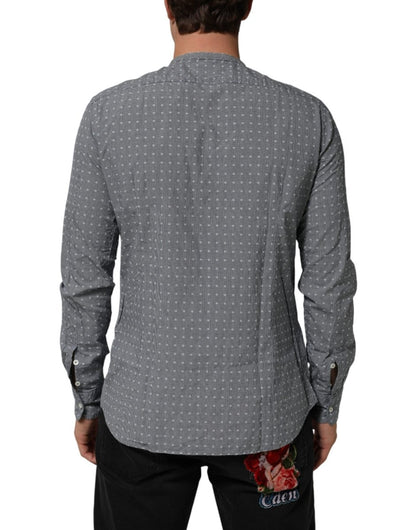 AGLINI Gray Polka Dot Cotton Button Down Long Sleeves Shirt - The Gentlemen's Vault