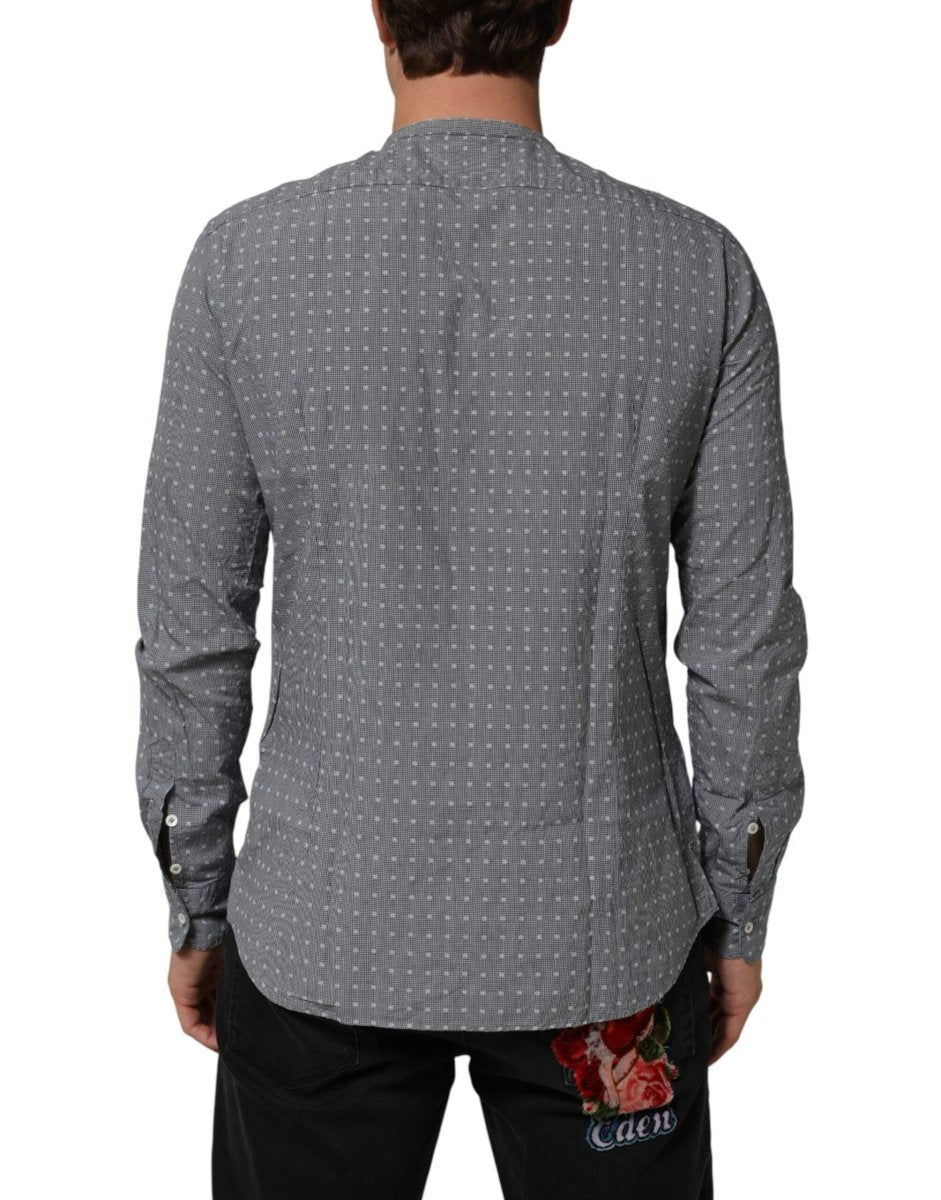 AGLINI Gray Polka Dot Cotton Button Down Long Sleeves Shirt - The Gentlemen's Vault