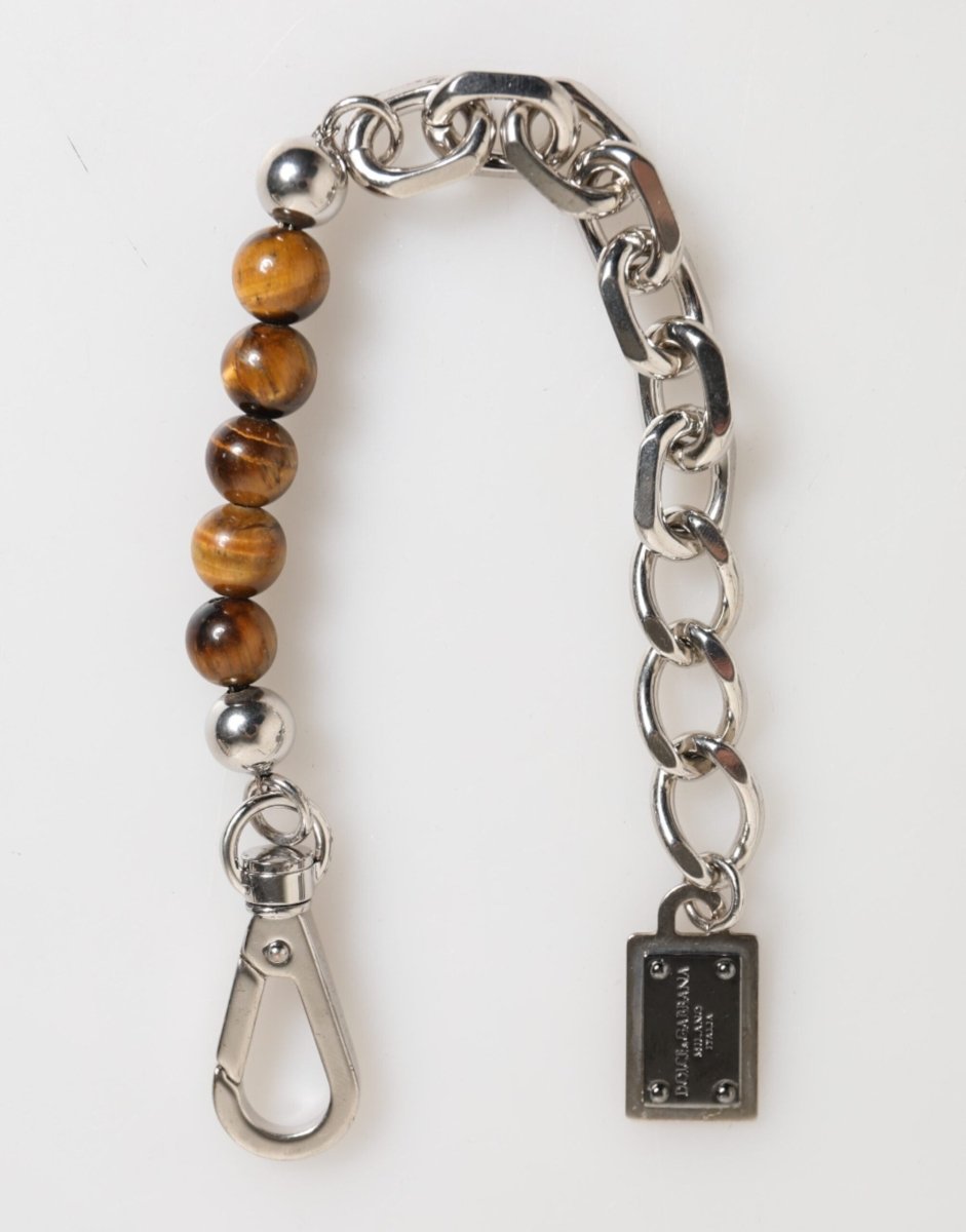 Dolce & Gabbana Silver Chain Brass Beaded Lobster Clasp Logo Men Bracelet - The Gentlemen's Vault