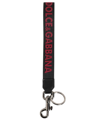 Dolce & Gabbana Black Red DG Logo Polyester Silver Men Keychain Keyring - The Gentlemen's Vault