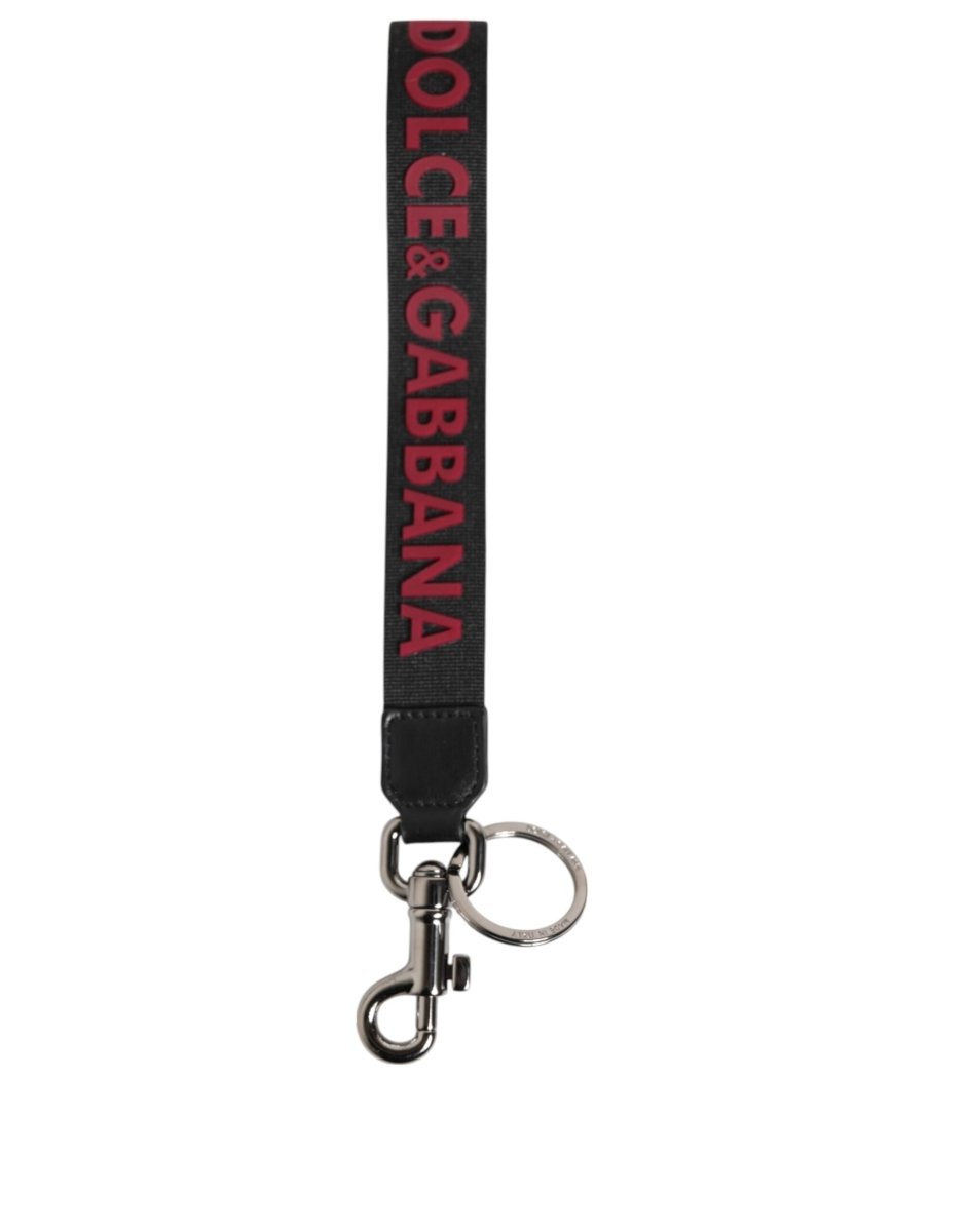 Dolce & Gabbana Black Red DG Logo Polyester Silver Men Keychain Keyring - The Gentlemen's Vault