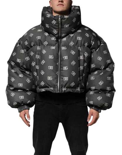 Dolce & Gabbana Black DG Monogram Full Zip Puffer Men Jacket - The Gentlemen's Vault