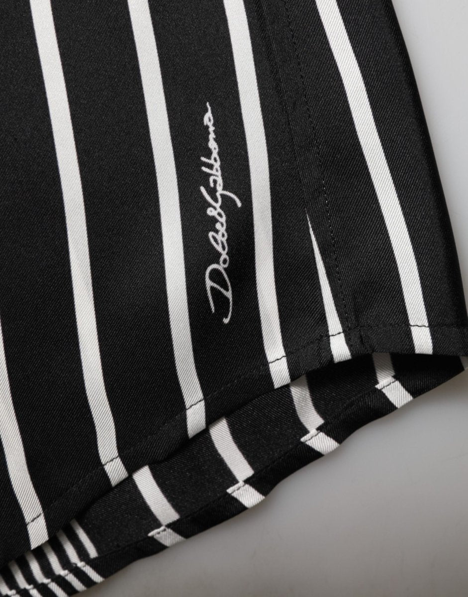 Dolce & Gabbana Black White Stripes Men MARTINI Dress Shirt - The Gentlemen's Vault