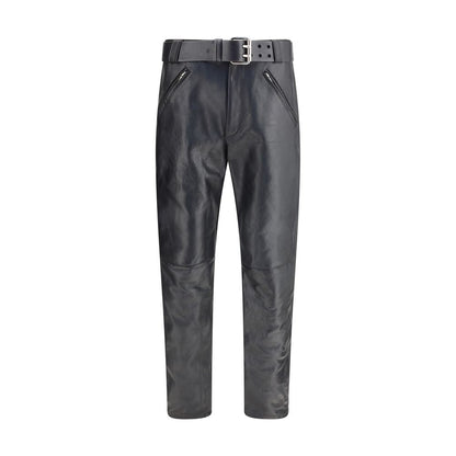 Saint Laurent Hammered leather belted Pants - The Gentlemen's Vault