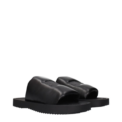 Burberry Black Leather Slippers Sandals - The Gentlemen's Vault