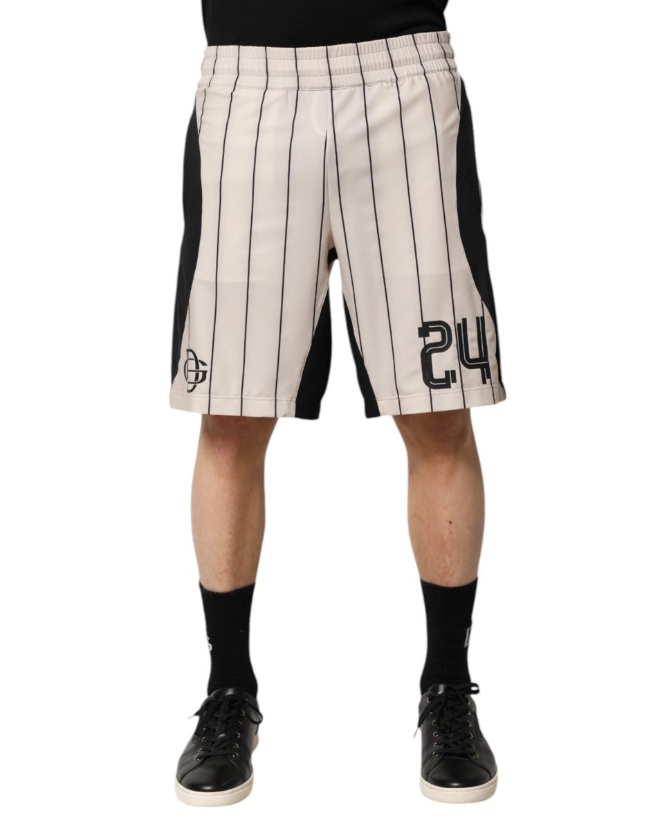 Dolce & Gabbana Off White Polyester DG Logo Sweatshorts Shorts - The Gentlemen's Vault