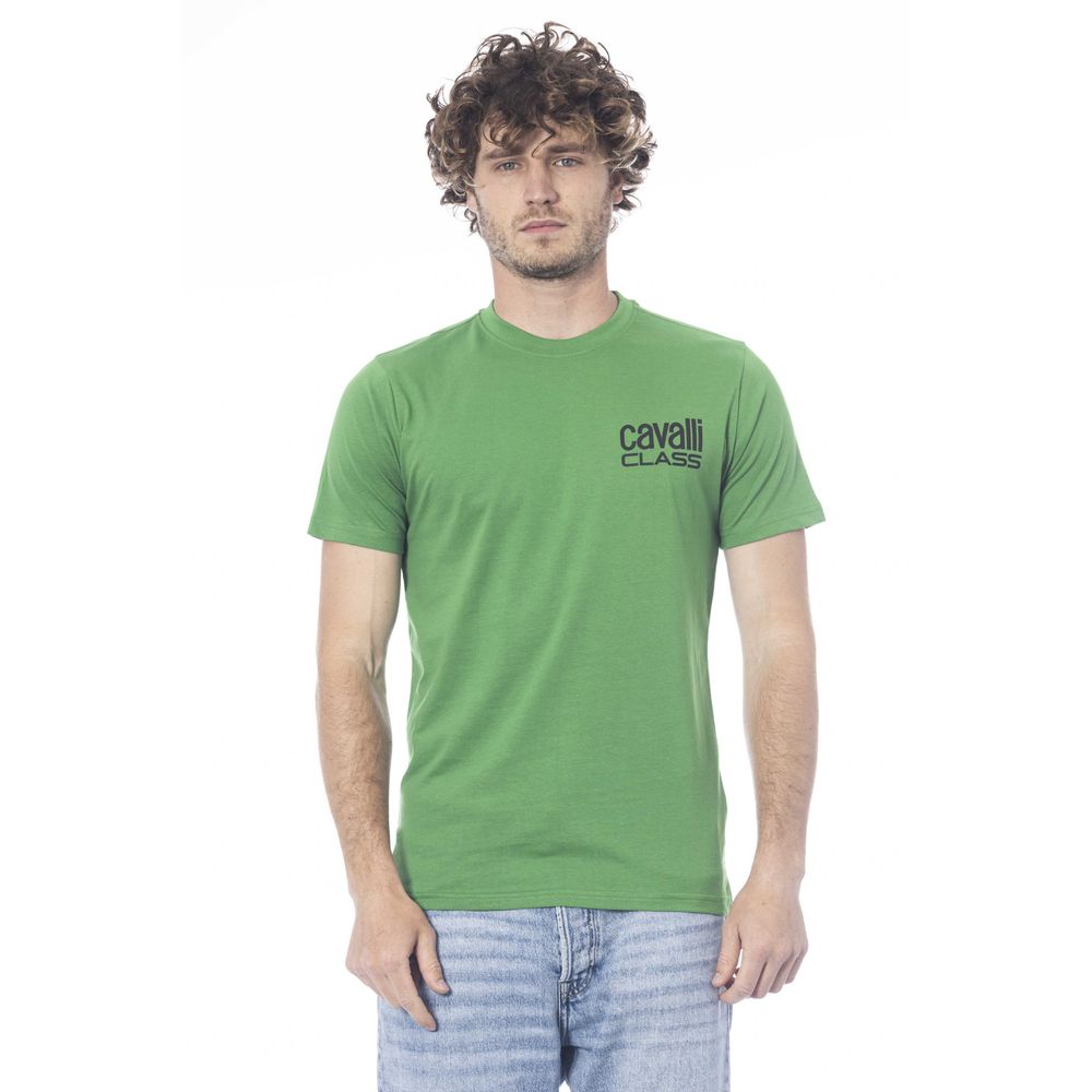 Cavalli Class Green Cotton Men T-Shirt - The Gentlemen's Vault