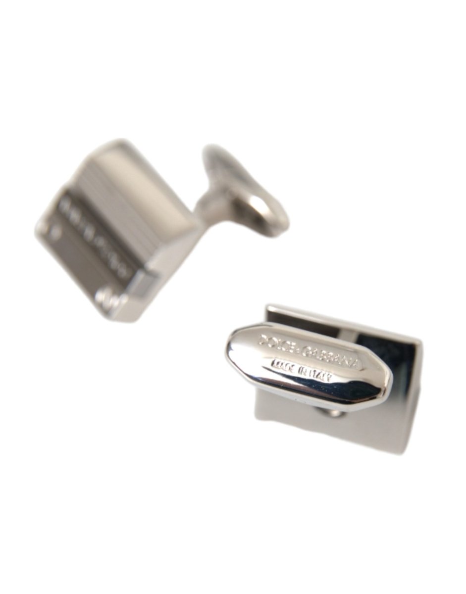 Dolce & Gabbana Silver Plated Metal Brass DG Logo Pin Cufflinks - The Gentlemen's Vault