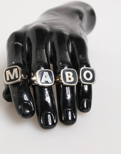 Dolce & Gabbana Silver Tone Brass Lettering Set 5 Pieces Adjustable Ring - The Gentlemen's Vault