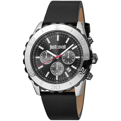 Just Cavalli Black Leather Dress Watch - The Gentlemen's Vault