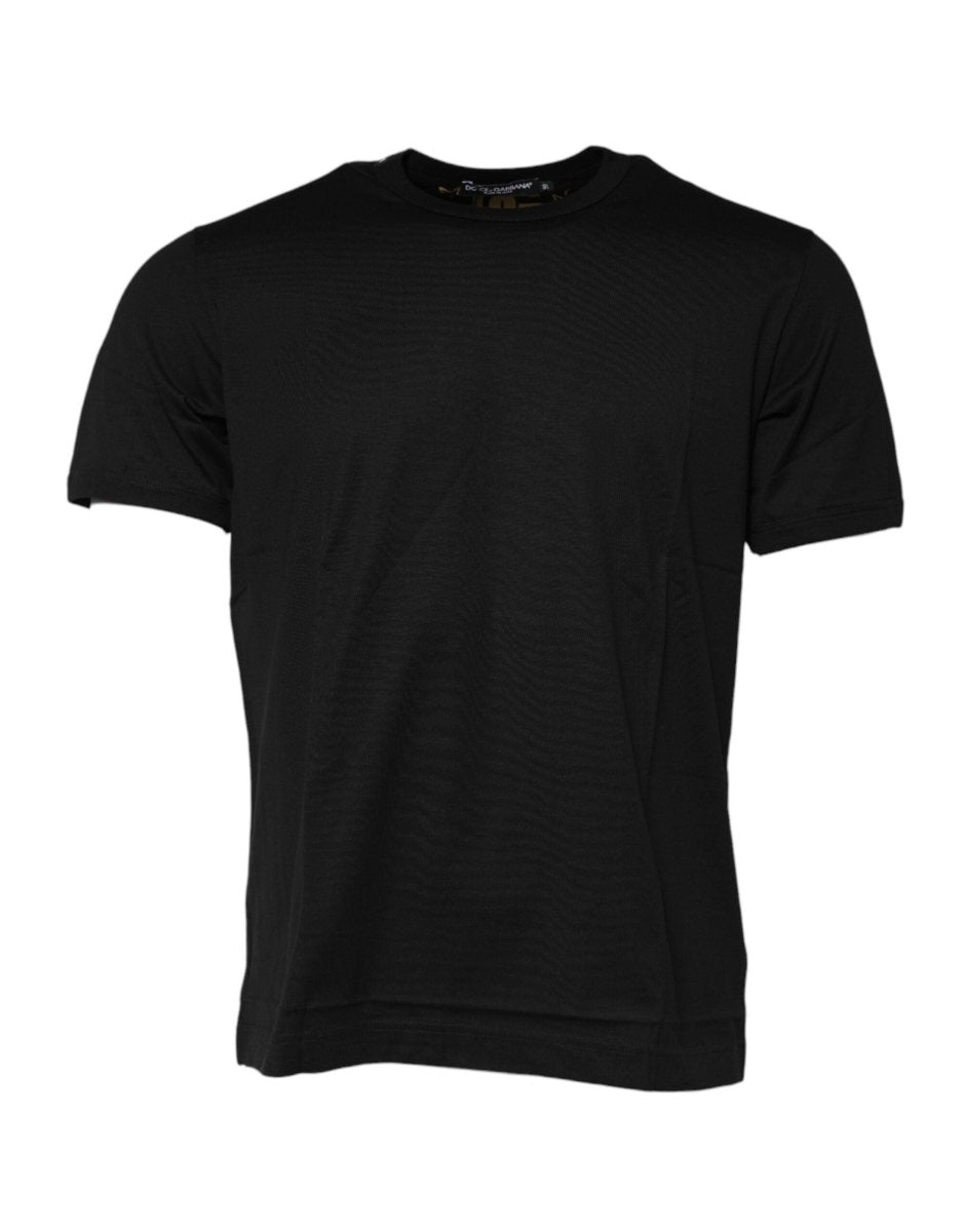 Dolce & Gabbana Black Cotton Logo Print Crew Neck T-shirt - The Gentlemen's Vault