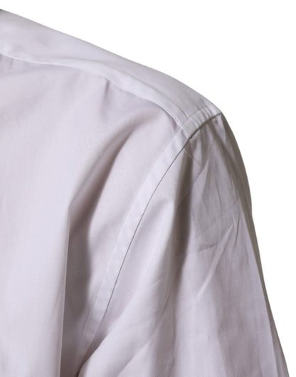Dolce & Gabbana White Cotton Collared Long Sleeve Men Dress Shirt - The Gentlemen's Vault