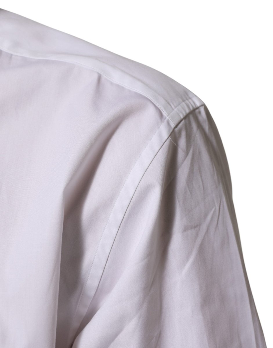 Dolce & Gabbana White Cotton Collared Long Sleeve Men Dress Shirt - The Gentlemen's Vault