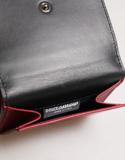 Dolce & Gabbana Red Leather Bold Logo Print Trifold Card Holder Wallet - The Gentlemen's Vault