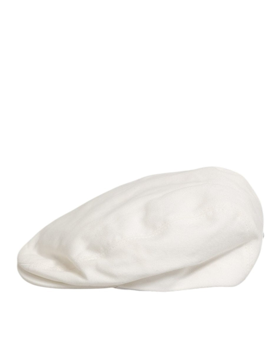 Dolce & Gabbana White Cotton Newsboy Cloth Capello Men Cap Hat - The Gentlemen's Vault