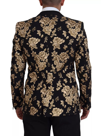 Dolce & Gabbana Gold Black Floral Embroidered Jacket Blazer - The Gentlemen's Vault