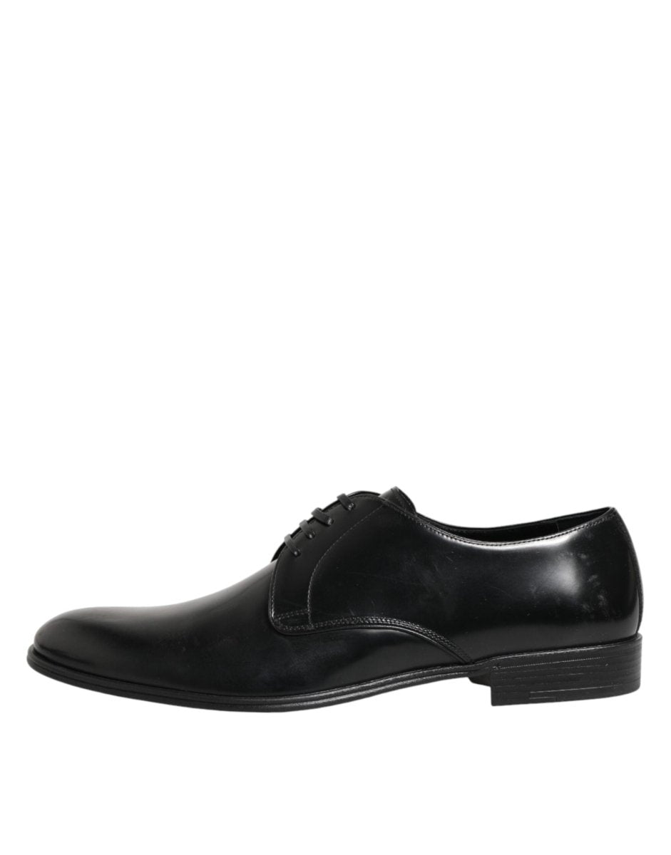 Dolce & Gabbana Black Calfskin Leather Derby Dress Shoes - The Gentlemen's Vault