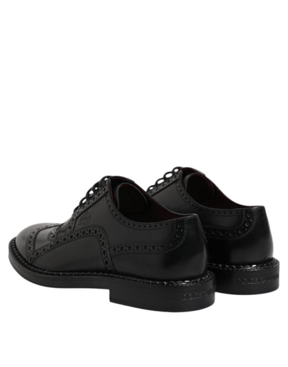 Dolce & Gabbana Black Leather Lace Up Men Derby Formal Shoes - The Gentlemen's Vault