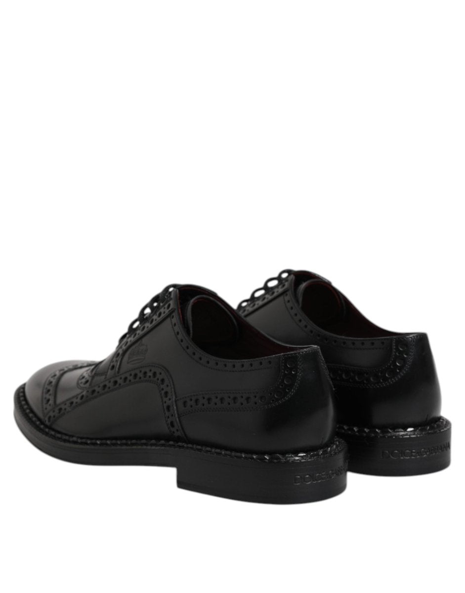 Dolce & Gabbana Black Leather Lace Up Men Derby Formal Shoes - The Gentlemen's Vault