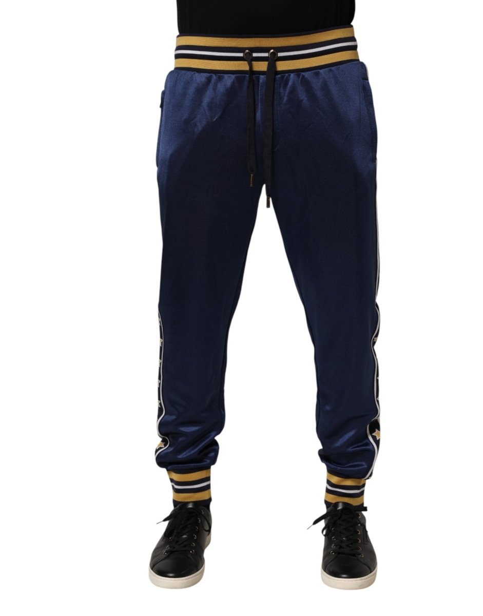 Dolce & Gabbana Blue Nylon Jogger Mid Waist Trouser Pants - The Gentlemen's Vault