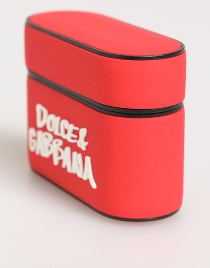 Dolce & Gabbana Red PVC DG Logo Embossed Men Flip Holder Airpods Case - The Gentlemen's Vault