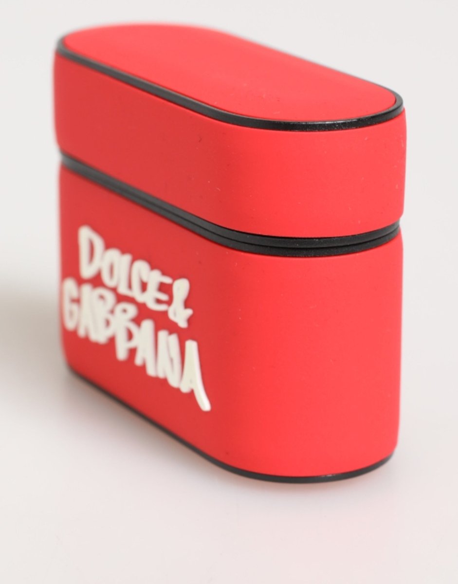 Dolce & Gabbana Red PVC DG Logo Embossed Men Flip Holder Airpods Case - The Gentlemen's Vault